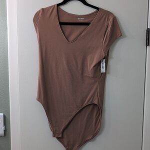 Old Navy Women's Tan V-Neck Bodysuit